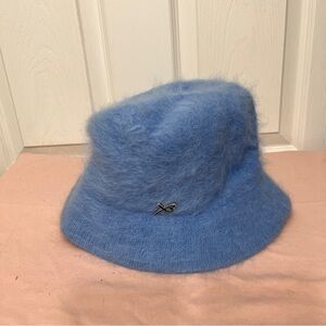 Betmar New York Vintage Angora Bucket Hat in Light Blue